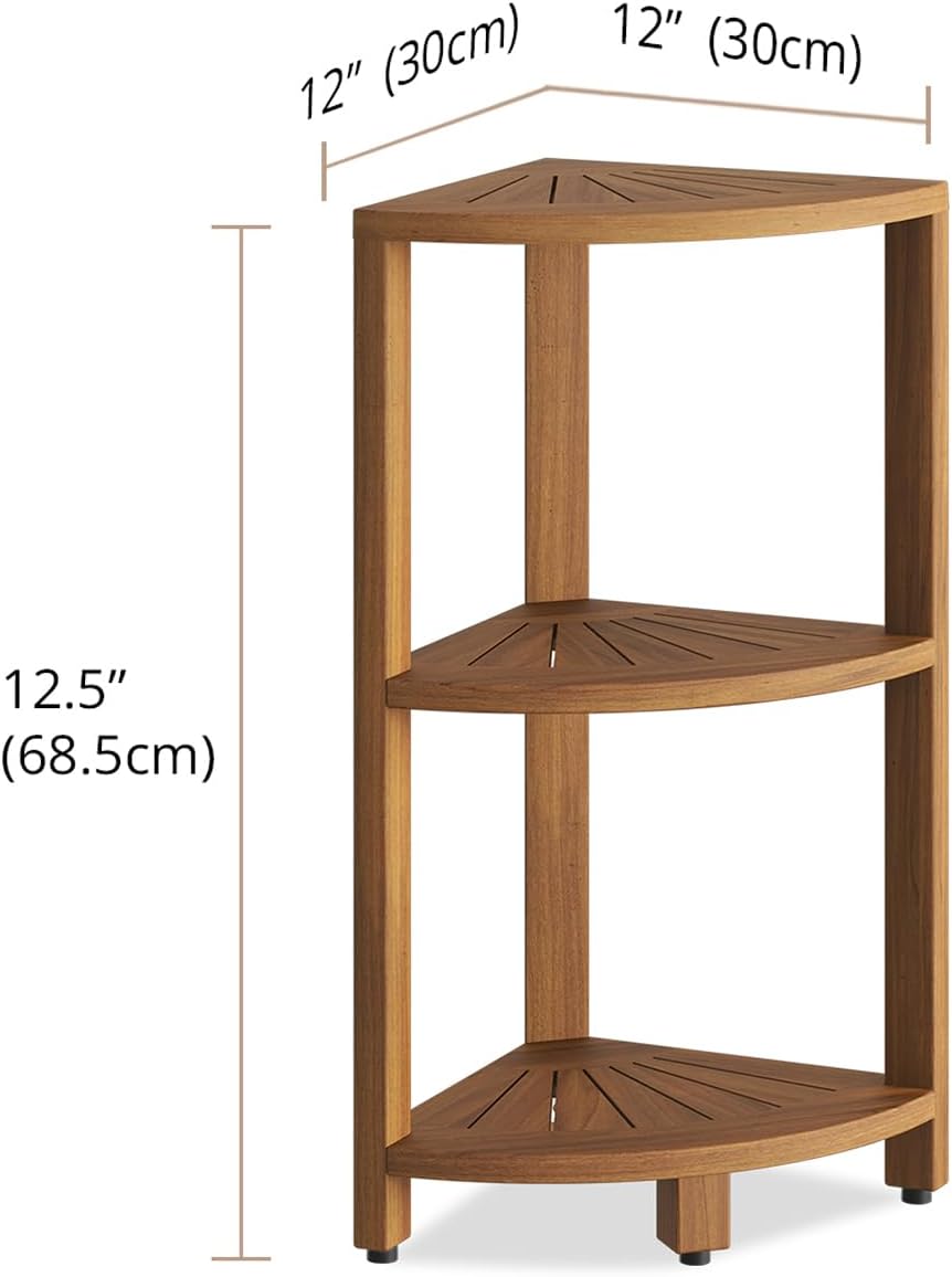 AquaTeak Kai™ Petite - Teak Corner Shower Storage Stand