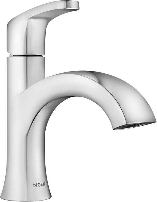 Moen Karis Chrome One-Handle Single Hole Bathroom Sink Faucet with Optional Deck Plate, 84346